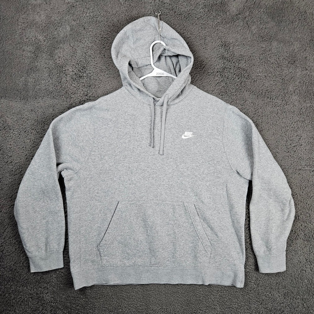Nike Sportswear Club Fleece Mens Hoodie Grey Pullover BV2654-083 Size Large - Picture 1 of 10